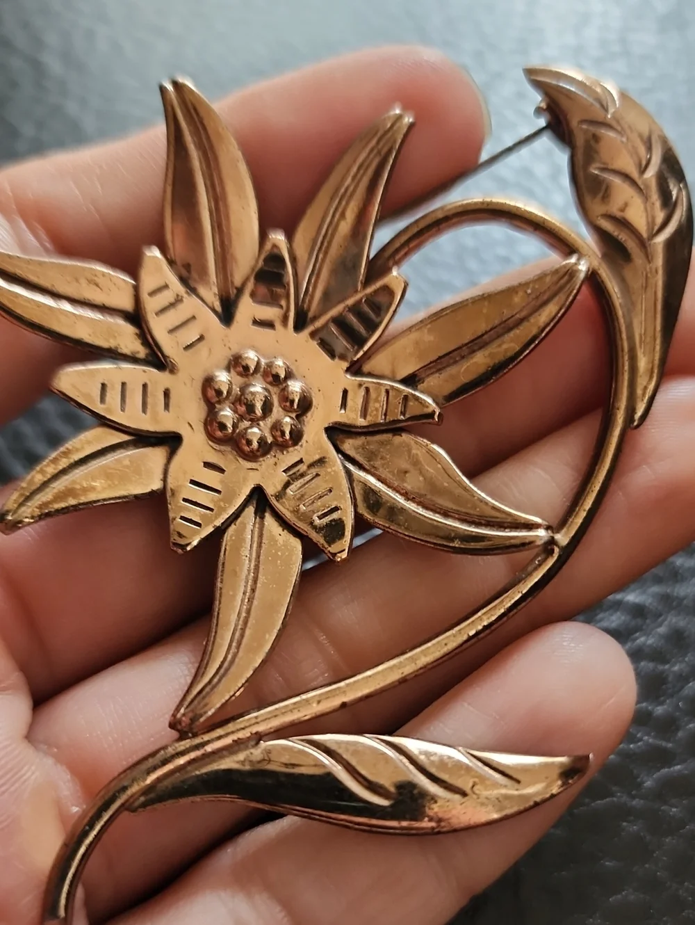 VTG Coro Gold Over Sterling Floral Starburst Brooch - Elegant Women’s Jewelry